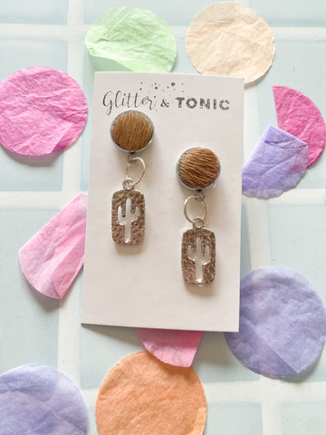 Cowhide Stud Top Dangles