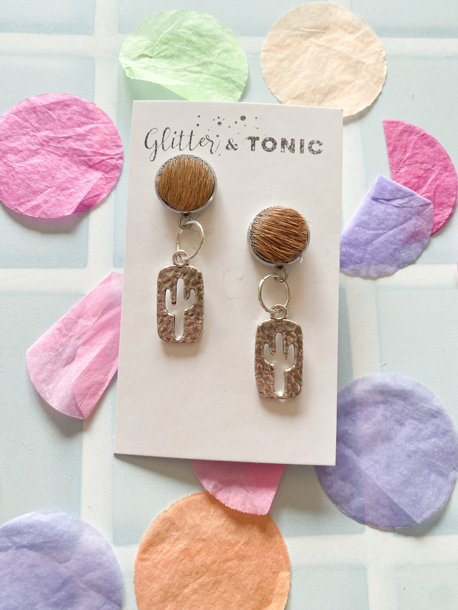 Cowhide Stud Top Dangles