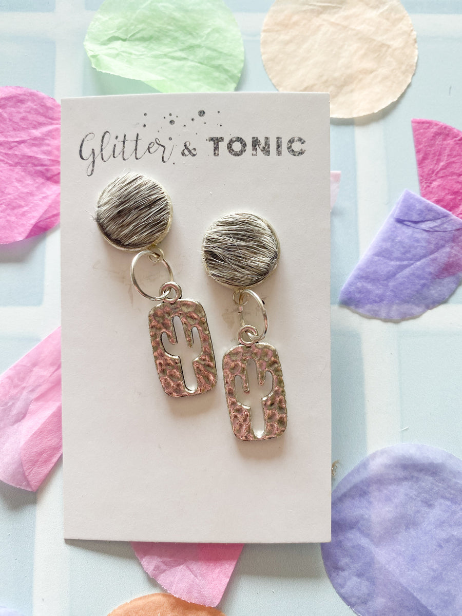 Cowhide Stud Top Dangles