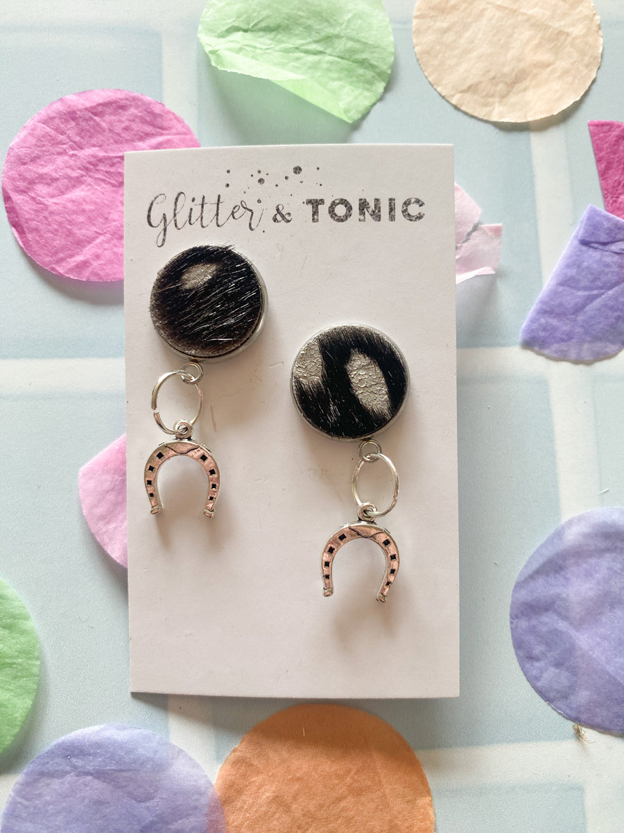 Cowhide Stud Top Dangles