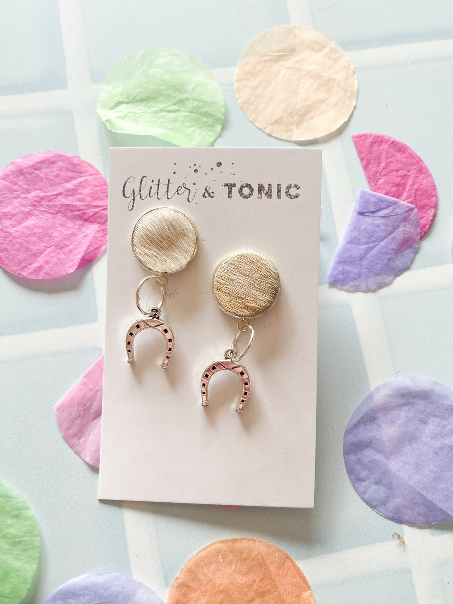 Cowhide Stud Top Dangles