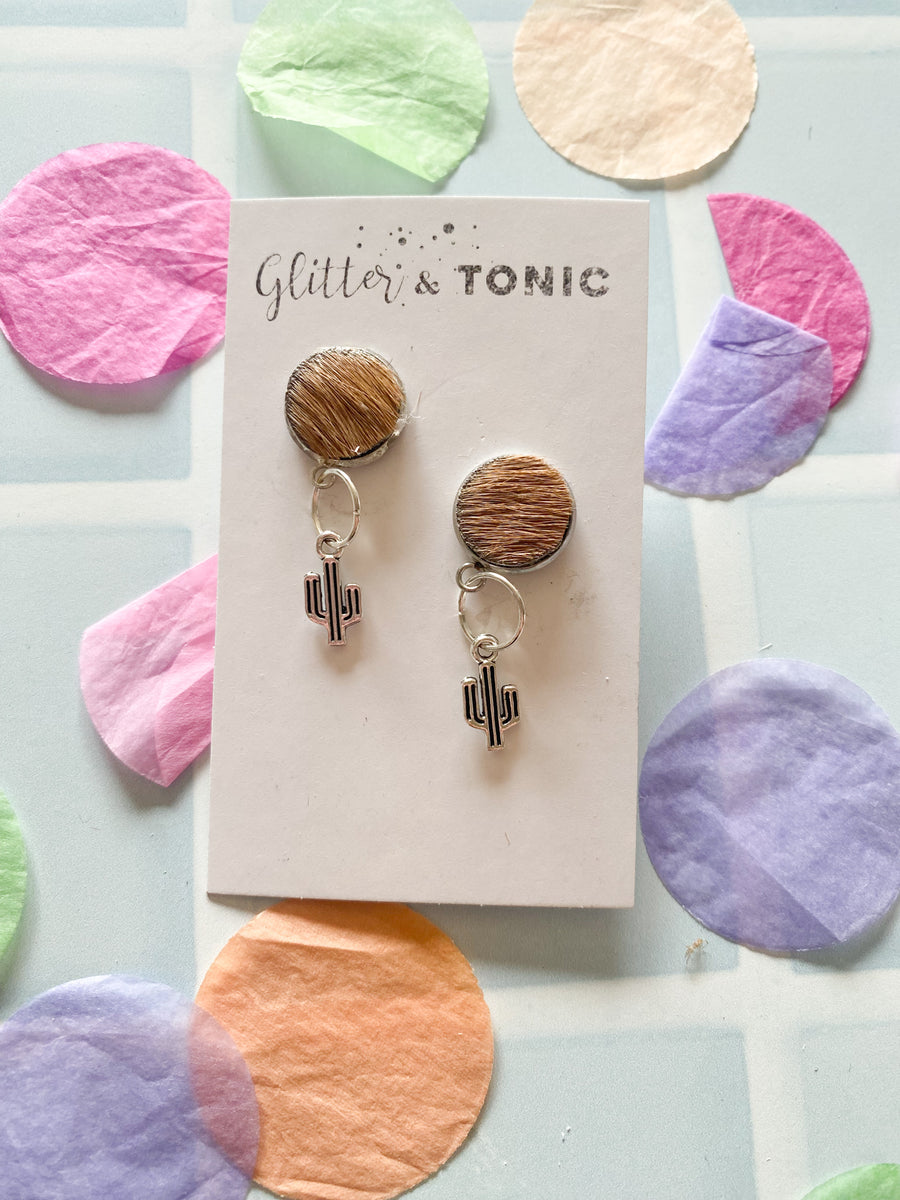 Cowhide Stud Top Dangles