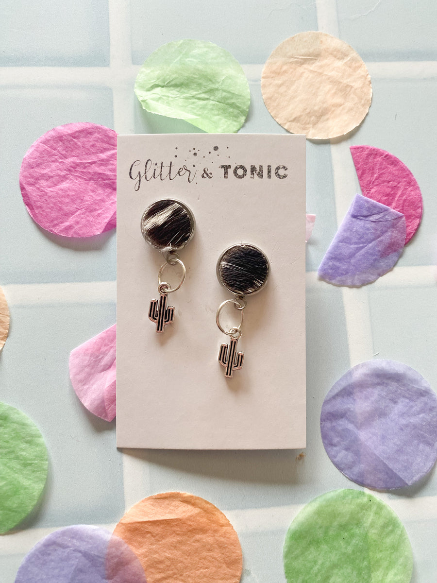Cowhide Stud Top Dangles