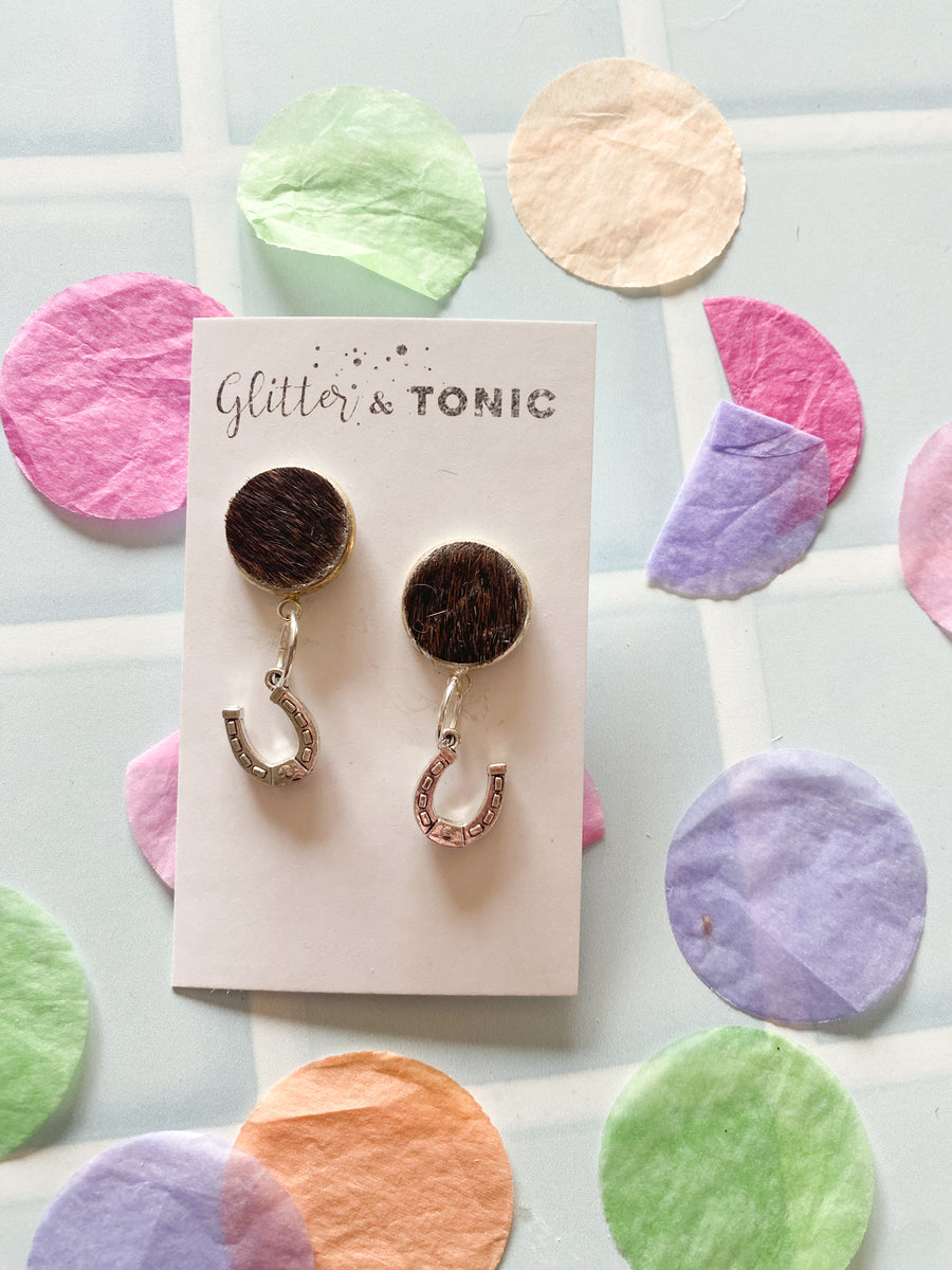 Cowhide Stud Top Dangles
