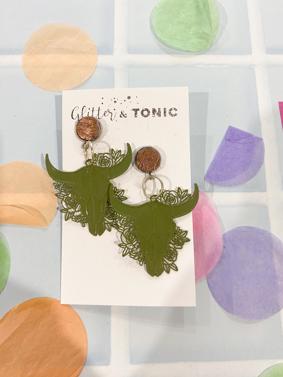 Cowhide Stud Top Dangles