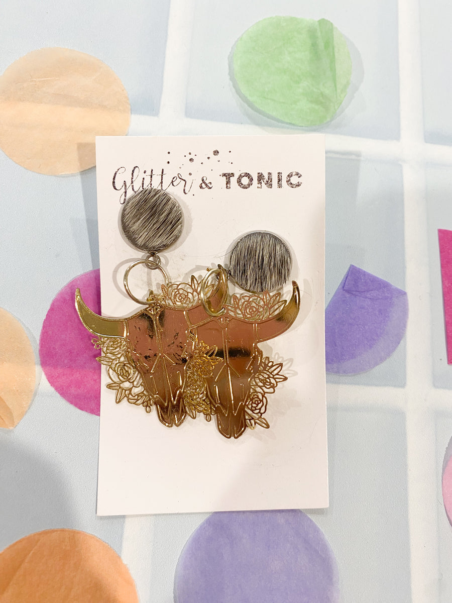 Cowhide Stud Top Dangles