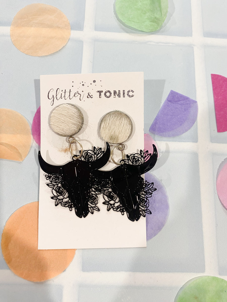 Cowhide Stud Top Dangles
