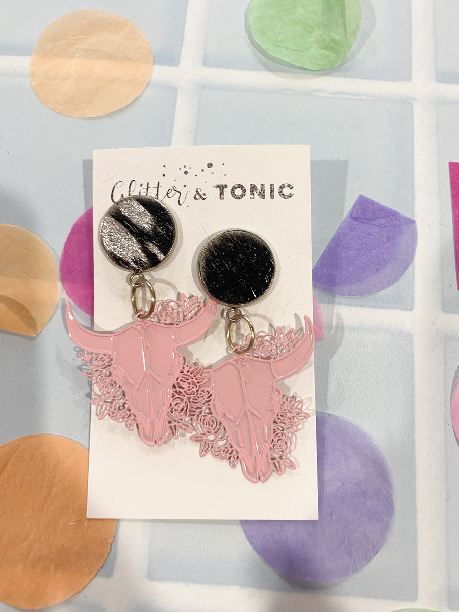 Cowhide Stud Top Dangles