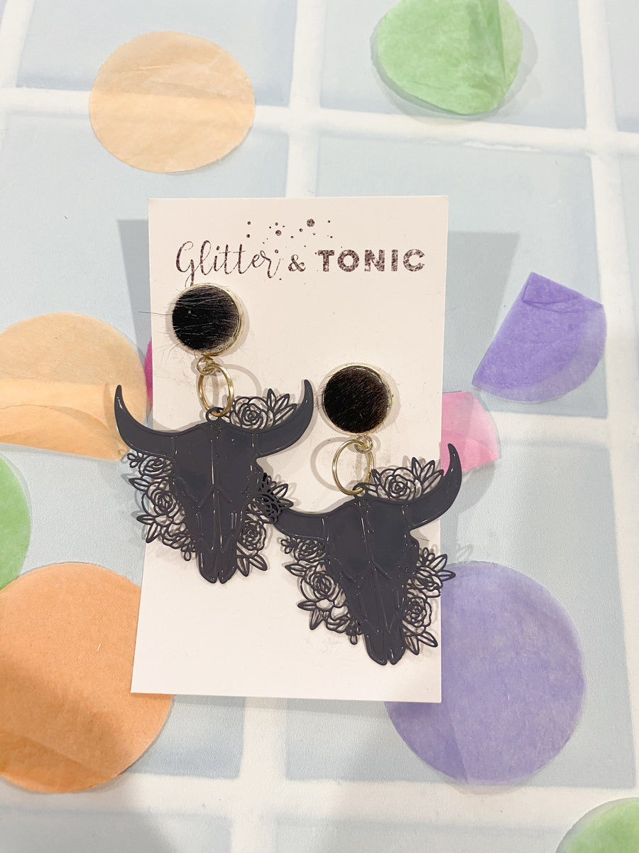 Cowhide Stud Top Dangles