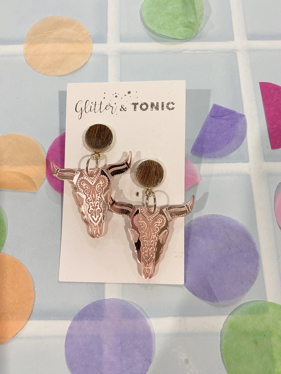 Cowhide Stud Top Dangles