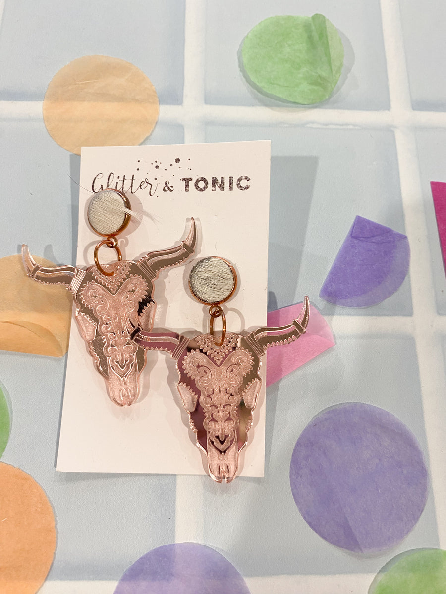Cowhide Stud Top Dangles