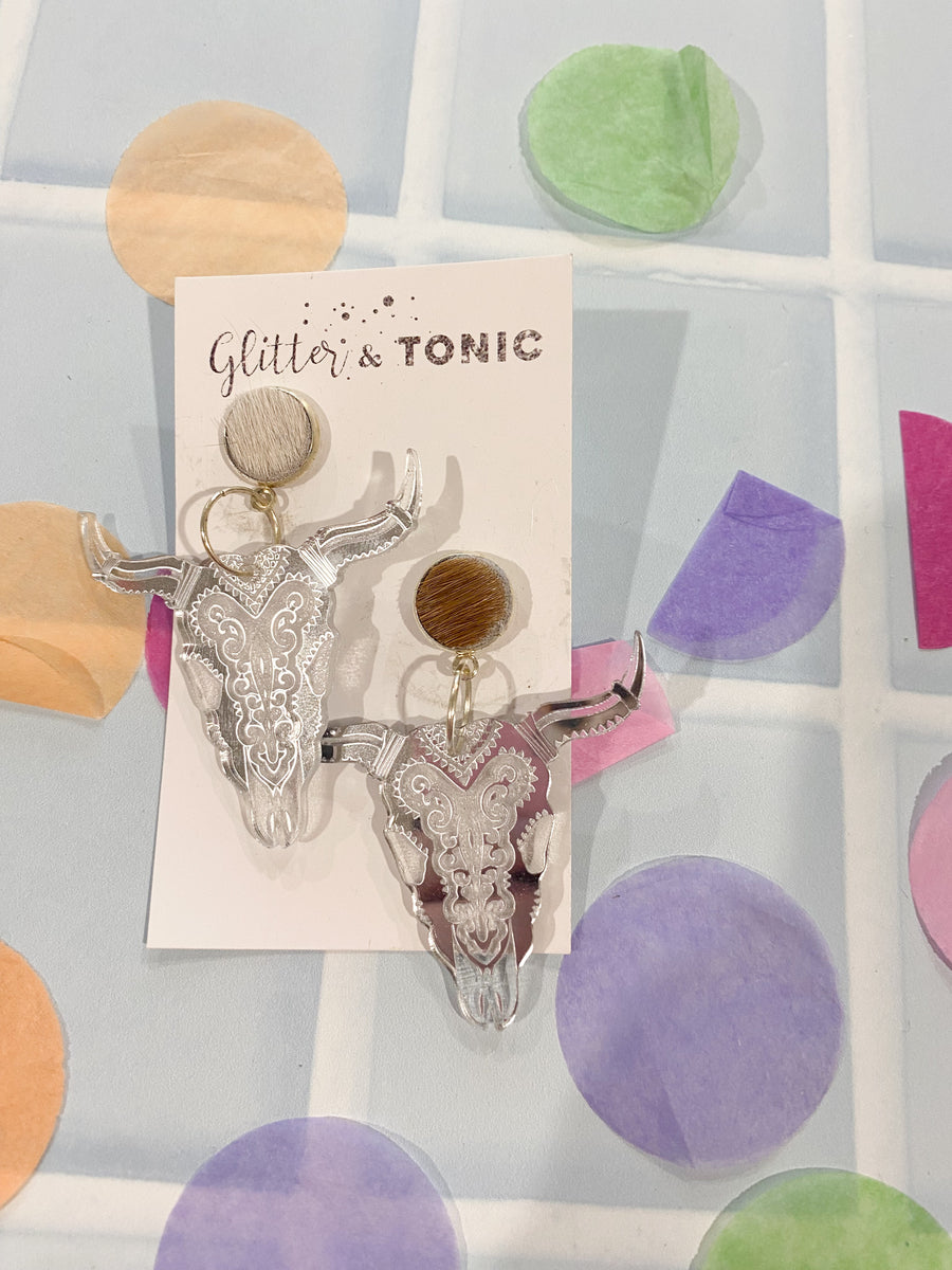 Cowhide Stud Top Dangles