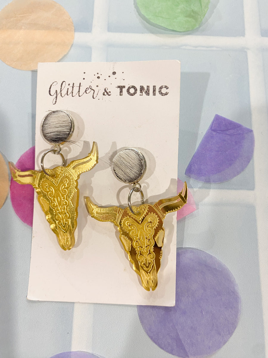 Cowhide Stud Top Dangles
