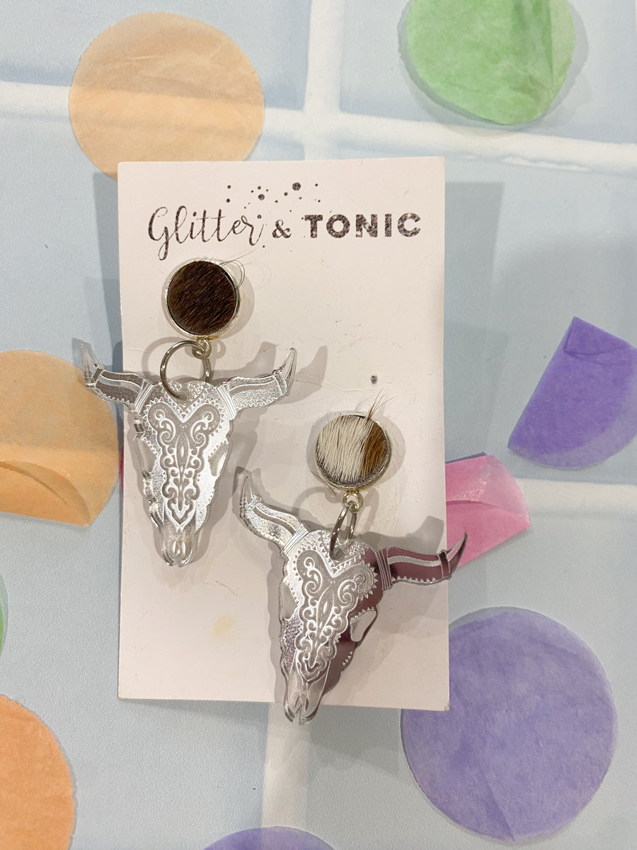 Cowhide Stud Top Dangles