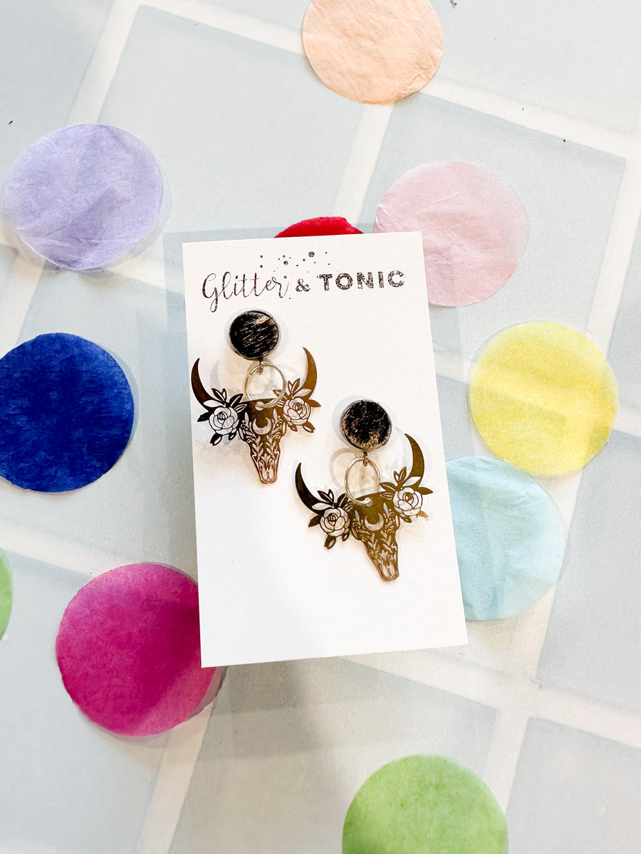 Cowhide Stud Top Dangles