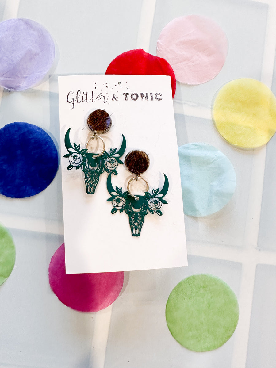 Cowhide Stud Top Dangles