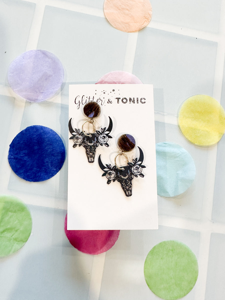Cowhide Stud Top Dangles