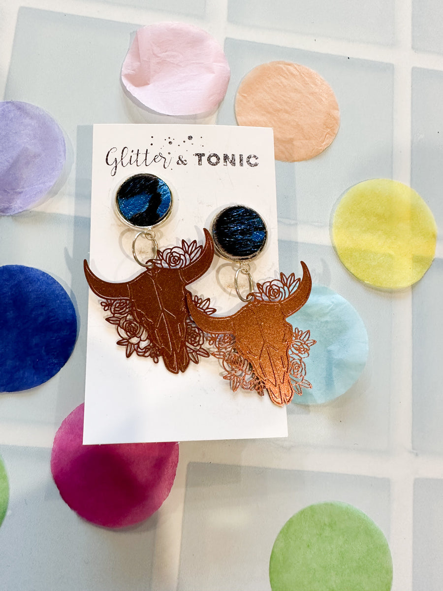 Cowhide Stud Top Dangles
