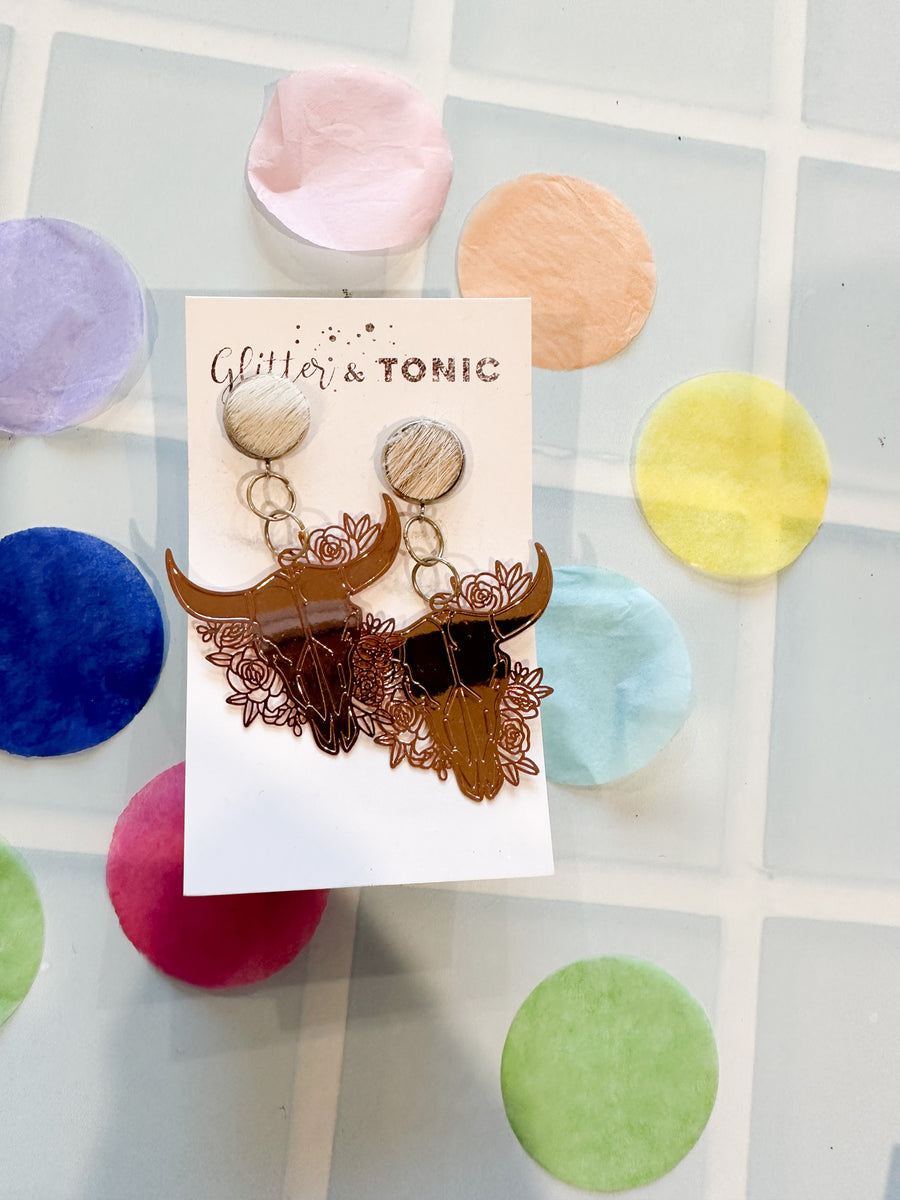 Cowhide Stud Top Dangles