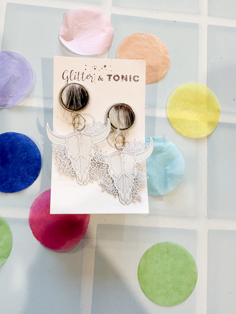 Cowhide Stud Top Dangles