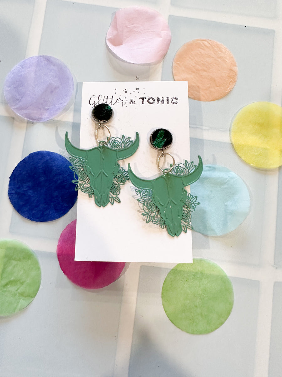 Cowhide Stud Top Dangles