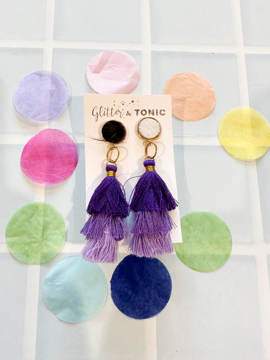 Cowhide Stud Top Dangles