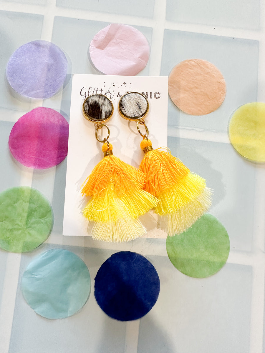 Cowhide Stud Top Dangles