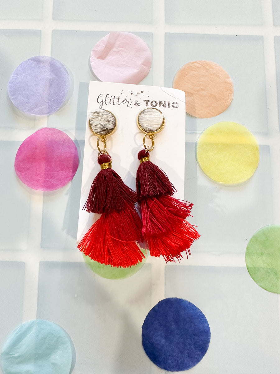 Cowhide Stud Top Dangles