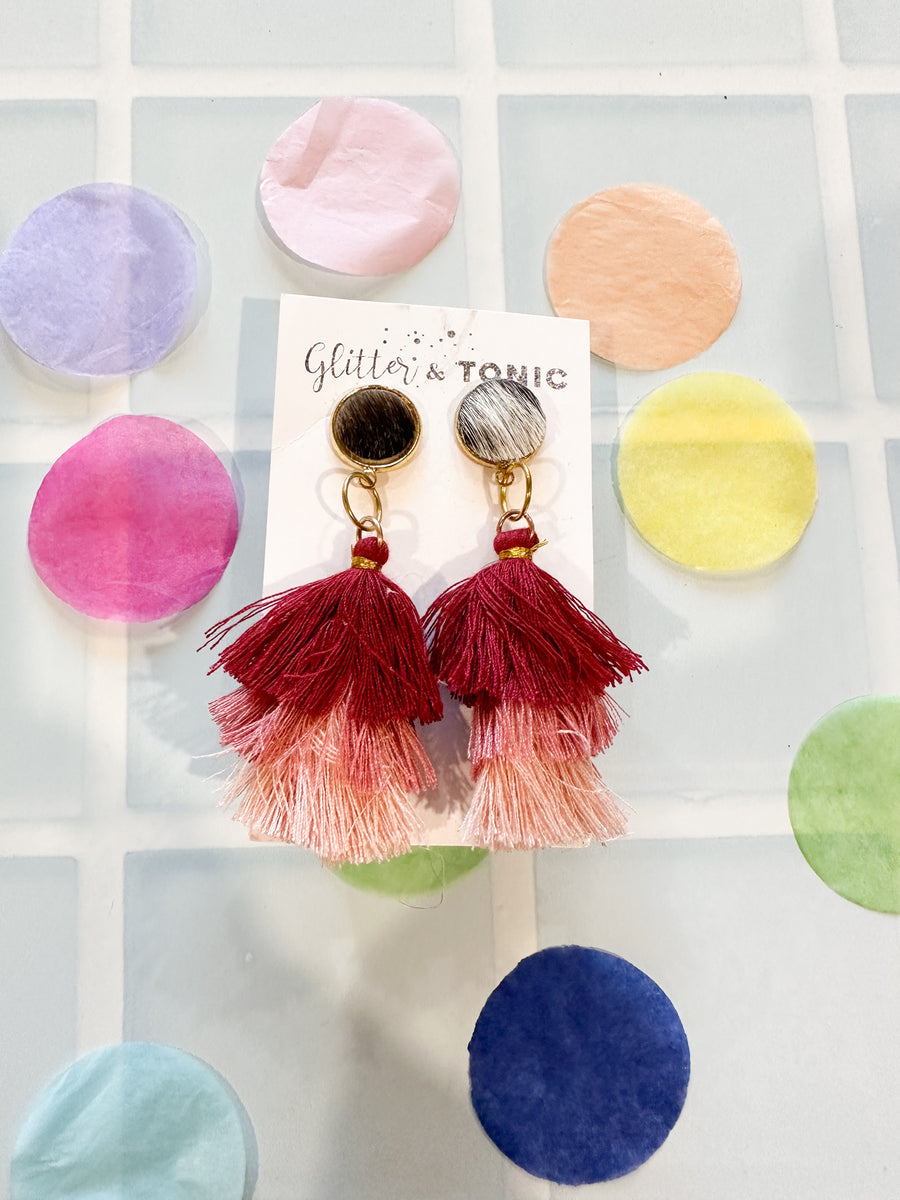 Cowhide Stud Top Dangles