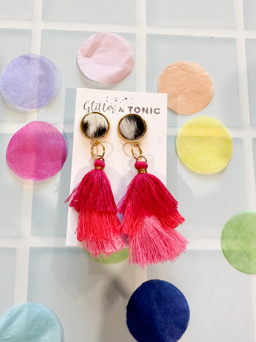 Cowhide Stud Top Dangles