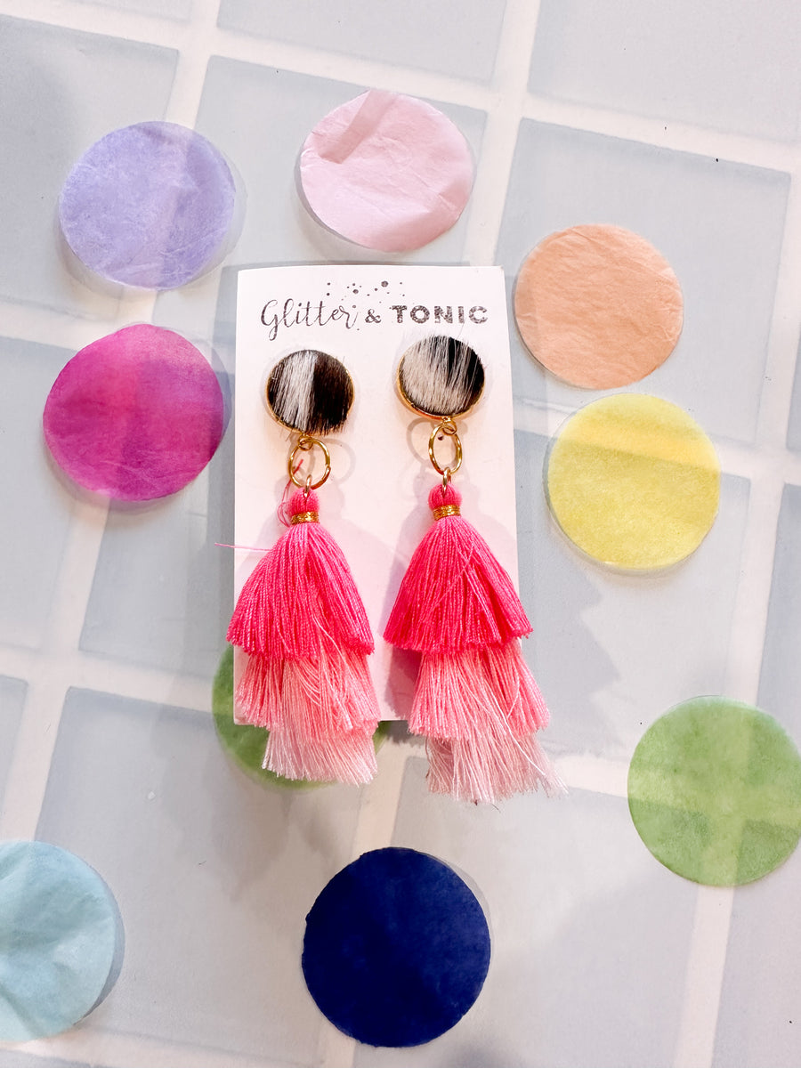 Cowhide Stud Top Dangles
