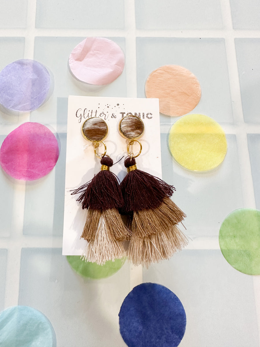 Cowhide Stud Top Dangles