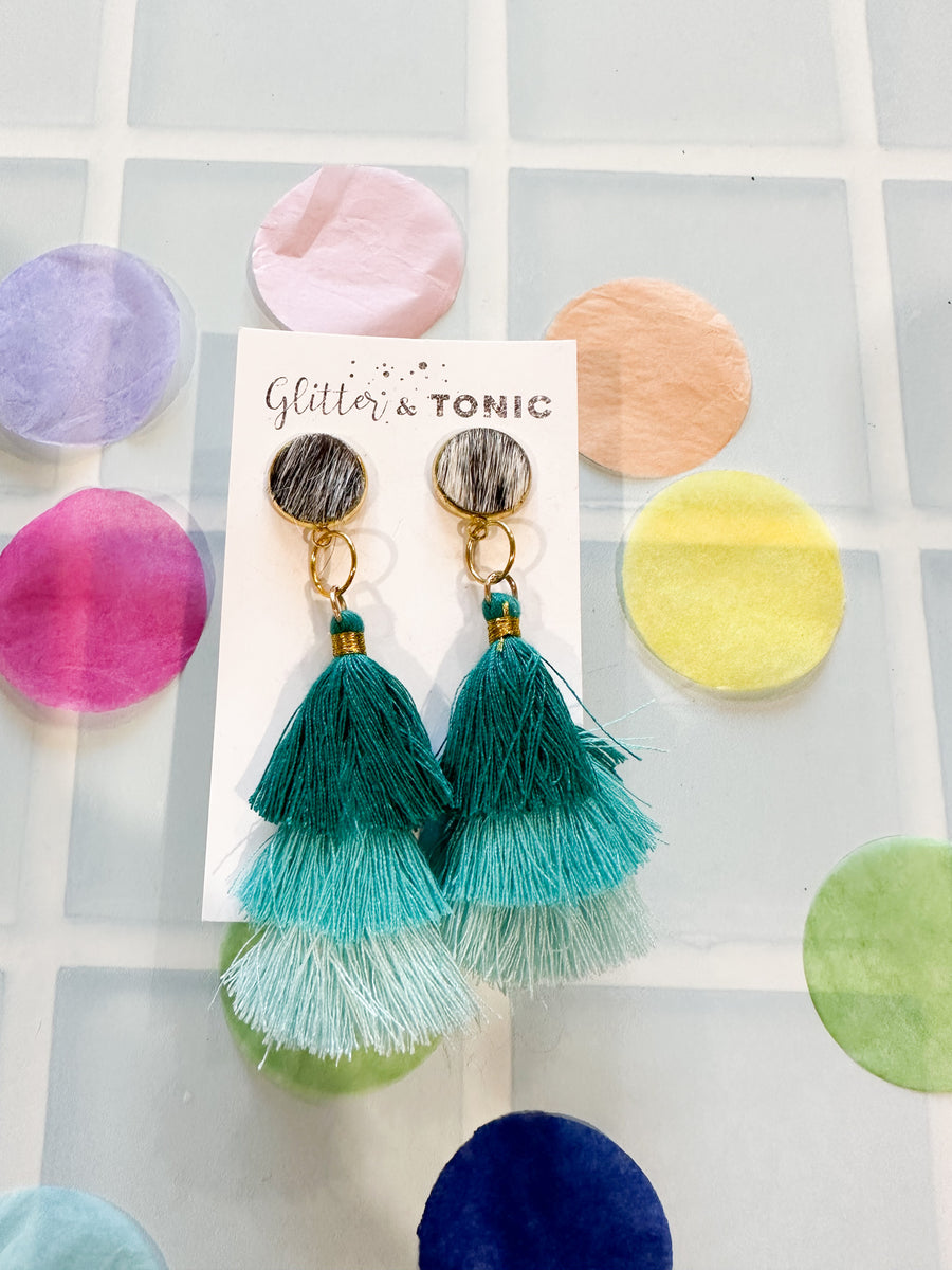 Cowhide Stud Top Dangles